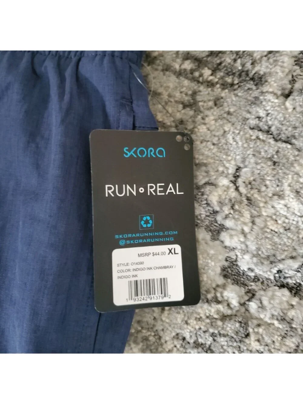 Skora Men's Run Real 2-In-1 Running Shorts and Pants Indigo Ink Chambray Size XL
